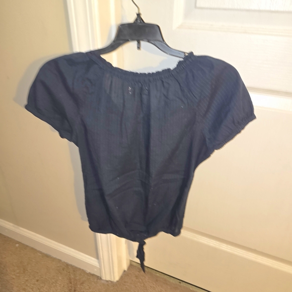 Hollister Navy Ruffle Front Blouse - Picture 2 of 3